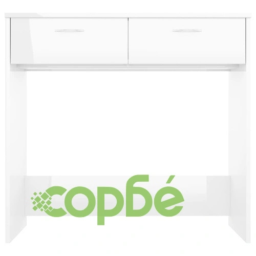 Бюро, бял гланц, 80x40x75 см, инженерно дърво ➤ топ цена ➤ sorbe.bg