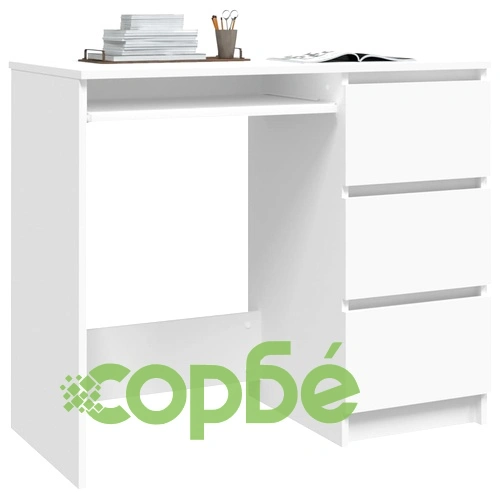 Бюро, бяло, 90x45x76 см, инженерно дърво ➤ топ цена ➤ sorbe.bg