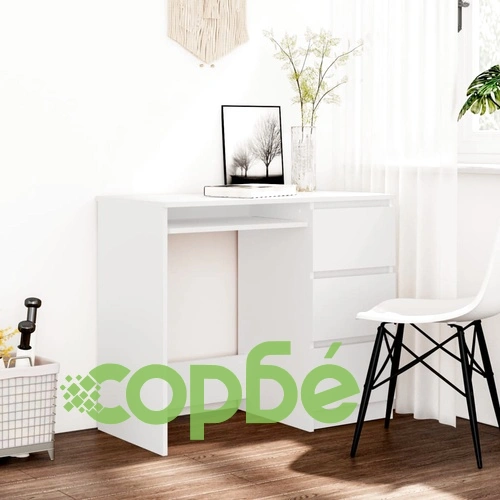 Бюро, бяло, 90x45x76 см, инженерно дърво ➤ топ цена ➤ sorbe.bg