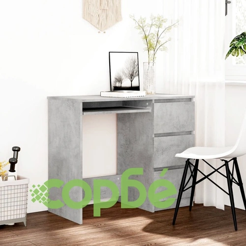 Бюро, бетонно сиво, 90x45x76 см, инженерно дърво ➤ топ цена ➤ sorbe.bg