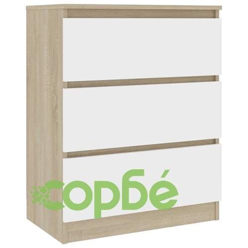 Сайдборд, бяло и сонома дъб, 60x35x76 см, инженерно дърво ➤ топ цена ➤ sorbe.bg