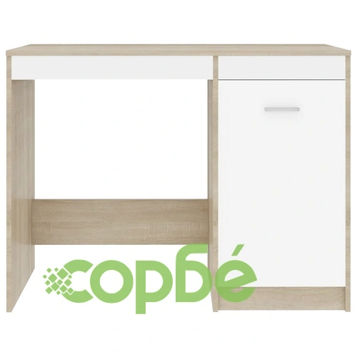 Бюро, бяло и дъб сонома, 100x50x76 см, ПДЧ ➤ топ цена ➤ sorbe.bg