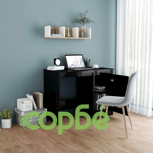 Бюро, черен гланц, 100x50x76 см, ПДЧ ➤ топ цена ➤ sorbe.bg