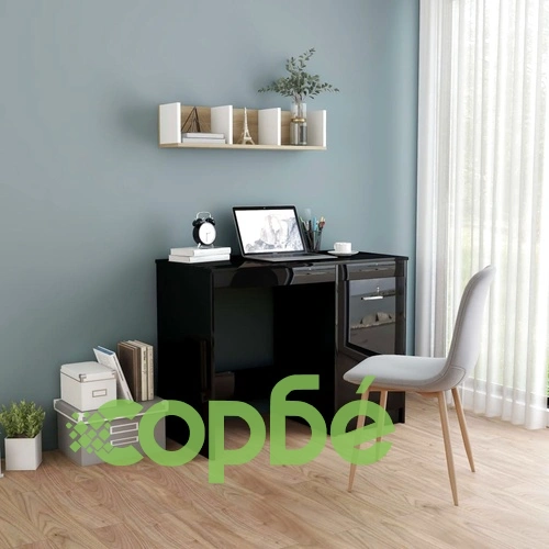 Бюро, черен гланц, 100x50x76 см, ПДЧ ➤ топ цена ➤ sorbe.bg