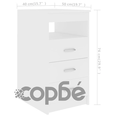 Шкаф с чекмеджета, бял, 40x50x76 см, инженерна дървесина ➤ топ цена ➤ sorbe.bg