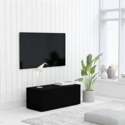 ТВ шкаф, черен, 80x34x30 см, ПДЧ