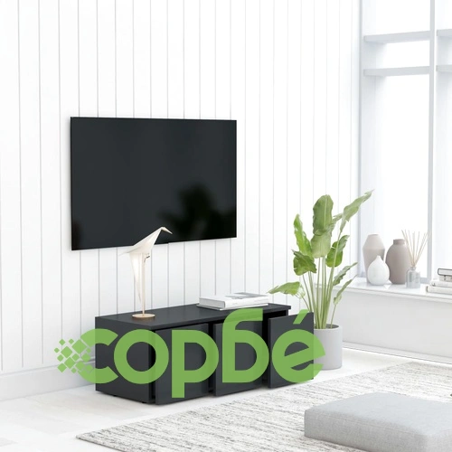 ТВ шкаф, сив, 80x34x30 см, инженерно дърво ➤ топ цена ➤ sorbe.bg