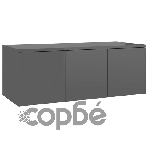 ТВ шкаф, сив гланц, 80x34x30 см, инженерно дърво ➤ топ цена ➤ sorbe.bg