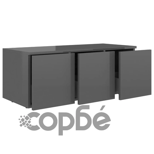 ТВ шкаф, сив гланц, 80x34x30 см, инженерно дърво ➤ топ цена ➤ sorbe.bg