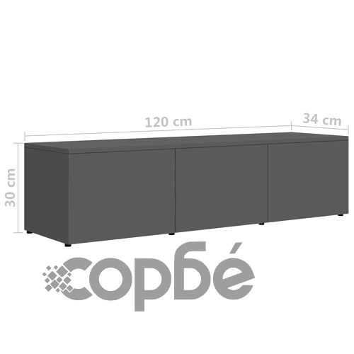 ТВ шкаф, сив гланц, 120x34x30 см, инженерно дърво ➤ топ цена ➤ sorbe.bg