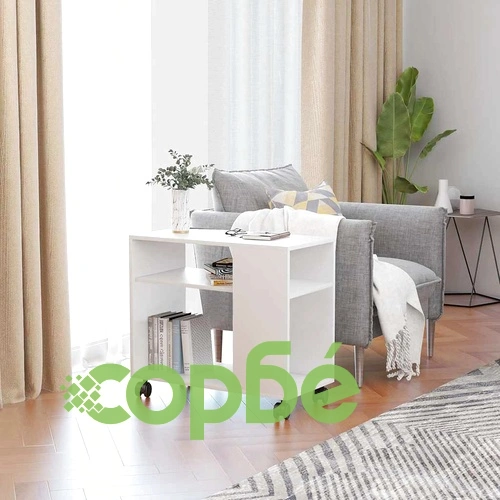 Странична маса, бяла, 70x35x55 см, инженерна дървесина ➤ топ цена ➤ sorbe.bg