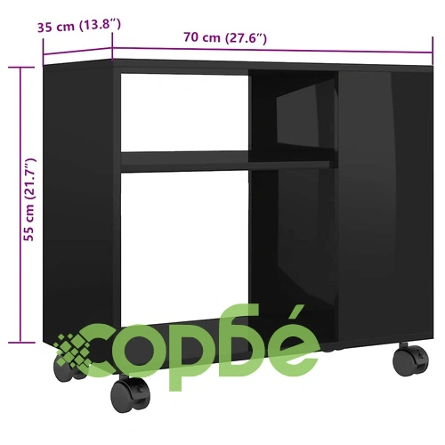 Странична маса, черен гланц, 70x35x55 см, инженерна дървесина ➤ топ цена ➤ sorbe.bg
