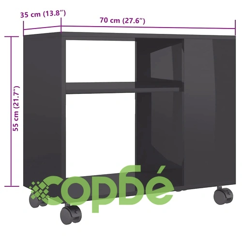 Странична маса, сив гланц, 70x35x55 см, инженерна дървесина ➤ топ цена ➤ sorbe.bg