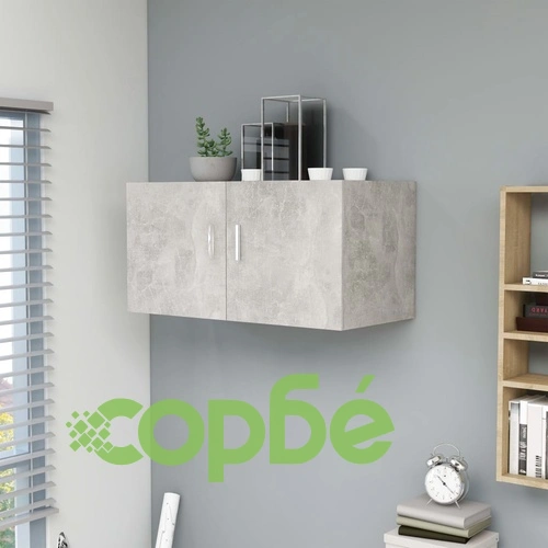 Шкаф за стена, бетонно сиво, 80x39x40 см, инженерно дърво ➤ топ цена ➤ sorbe.bg