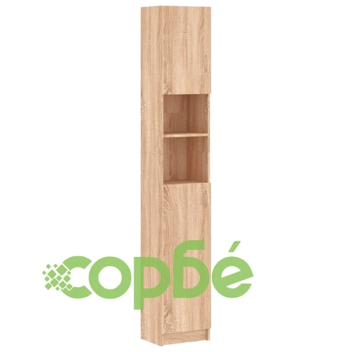 Шкаф за баня, дъб сонома, 32x25,5x190 см, инженерно дърво ➤ топ цена ➤ sorbe.bg