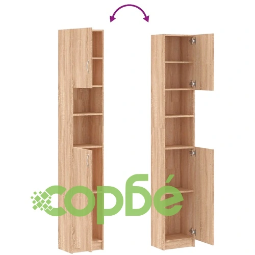 Шкаф за баня, дъб сонома, 32x25,5x190 см, инженерно дърво ➤ топ цена ➤ sorbe.bg