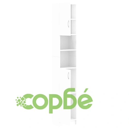 Шкаф за баня, бял гланц, 32x25,5x190 см, инженерно дърво ➤ топ цена ➤ sorbe.bg