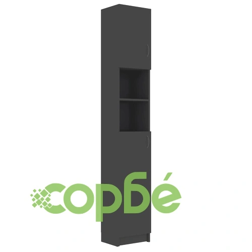 Шкаф за баня, сив гланц, 32x25,5x190 см, ПДЧ ➤ топ цена ➤ sorbe.bg