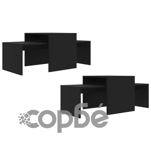 Комплект маси за кафе, черен, 100x48x40 см, инженерно дърво ➤ топ цена ➤ sorbe.bg
