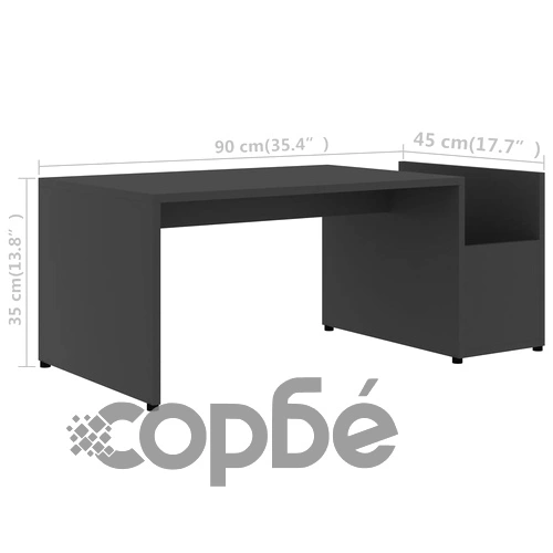 Маса за кафе, сива, 90x45x35 см, инженерно дърво ➤ топ цена ➤ sorbe.bg