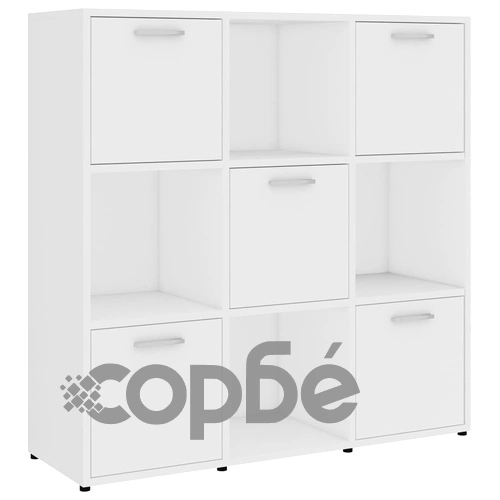 Шкаф библиотека, бял, 90x30x90 см, инженерно дърво ➤ топ цена ➤ sorbe.bg