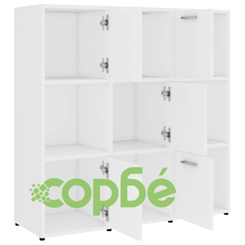 Шкаф библиотека, бял, 90x30x90 см, инженерно дърво ➤ топ цена ➤ sorbe.bg