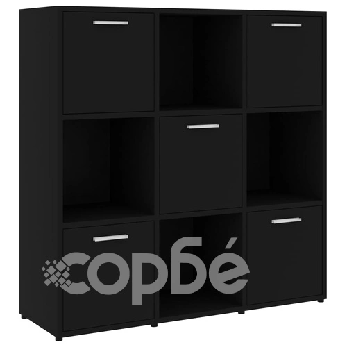 Шкаф библиотека, черен, 90x30x90 см, инженерно дърво ➤ топ цена ➤ sorbe.bg