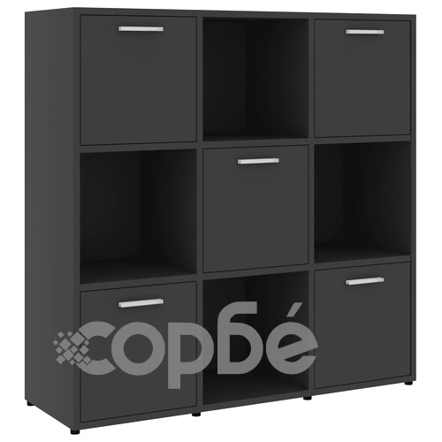 Шкаф библиотека, сив, 90x30x90 см, инженерно дърво ➤ топ цена ➤ sorbe.bg