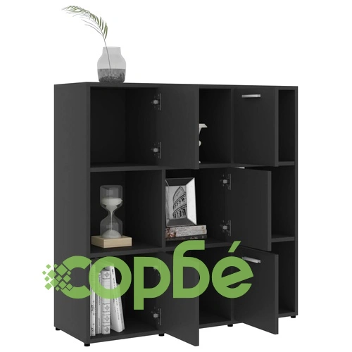 Шкаф библиотека, сив, 90x30x90 см, инженерно дърво ➤ топ цена ➤ sorbe.bg