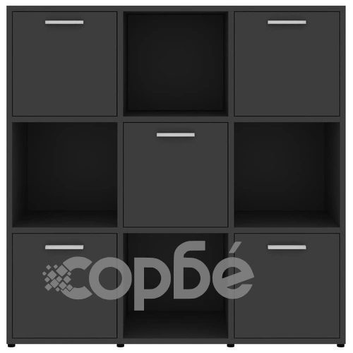 Шкаф библиотека, сив, 90x30x90 см, инженерно дърво ➤ топ цена ➤ sorbe.bg