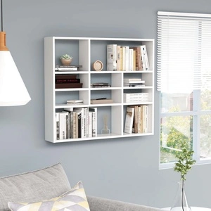 Стенен рафт, бял, 90x16x78 см, инженерно дърво