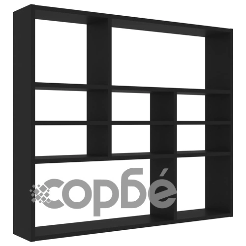 Стенен рафт, черен, 90x16x78 см, инженерно дърво ➤ топ цена ➤ sorbe.bg