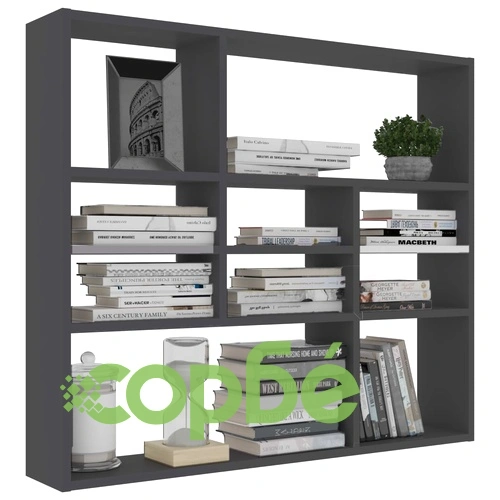 Стенен рафт, сив, 90x16x78 см, ПДЧ ➤ топ цена ➤ sorbe.bg