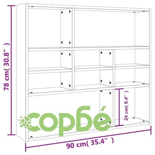 Стенен рафт, дъб сонома, 90x16x78 см, инженерно дърво ➤ топ цена ➤ sorbe.bg