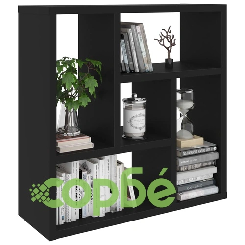 Стенен рафт, черен, 45,1x16x45,1 см, инженерно дърво ➤ топ цена ➤ sorbe.bg