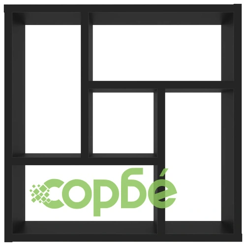 Стенен рафт, черен, 45,1x16x45,1 см, инженерно дърво ➤ топ цена ➤ sorbe.bg