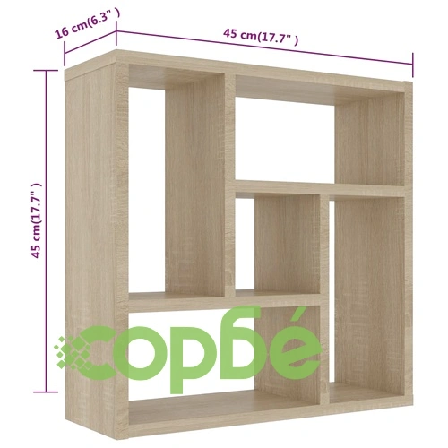 Стенен рафт, дъб сонома, 45,1x16x45,1 см, инженерно дърво ➤ топ цена ➤ sorbe.bg