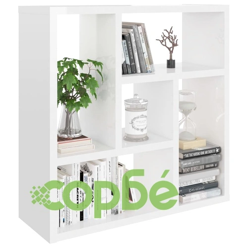 Стенен рафт, бял гланц, 45,1x16x45,1 см, инженерно дърво ➤ топ цена ➤ sorbe.bg