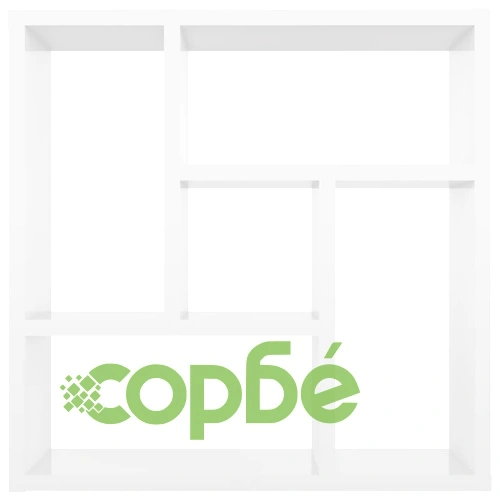 Стенен рафт, бял гланц, 45,1x16x45,1 см, инженерно дърво ➤ топ цена ➤ sorbe.bg