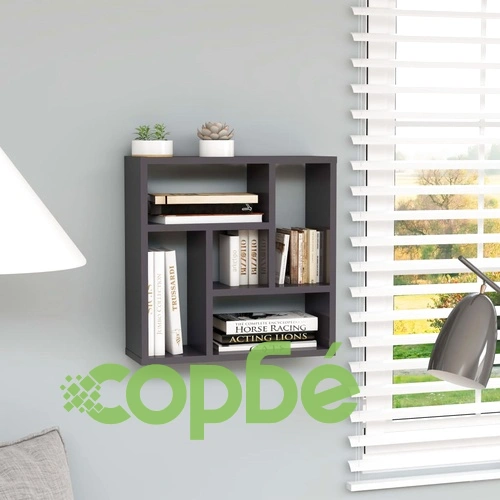 Стенен рафт, сив гланц, 45,1x16x45,1 см, ПДЧ ➤ топ цена ➤ sorbe.bg