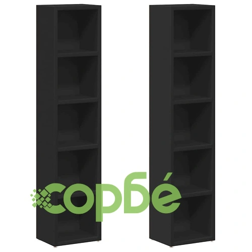 CD шкафове, 2 бр, черни, 21x16x93,5 см, ПДЧ ➤ топ цена ➤ sorbe.bg