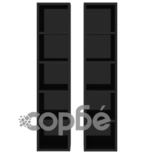 CD шкафове, 2 бр, черен гланц, 21x16x93,5 см, ПДЧ ➤ топ цена ➤ sorbe.bg