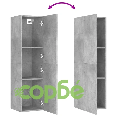 ТВ шкаф, бетонно сив, 30,5x30x110 см, инженерно дърво ➤ топ цена ➤ sorbe.bg