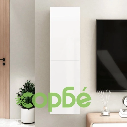 ТВ шкаф, бял гланц, 30,5x30x110 см, инженерно дърво ➤ топ цена ➤ sorbe.bg