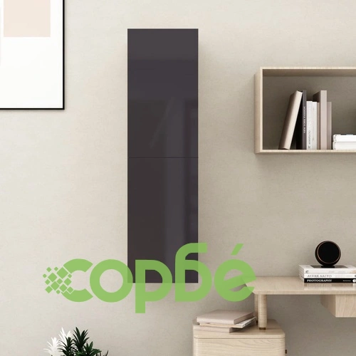 ТВ шкаф, сив гланц, 30,5x30x110 см, инженерно дърво ➤ топ цена ➤ sorbe.bg