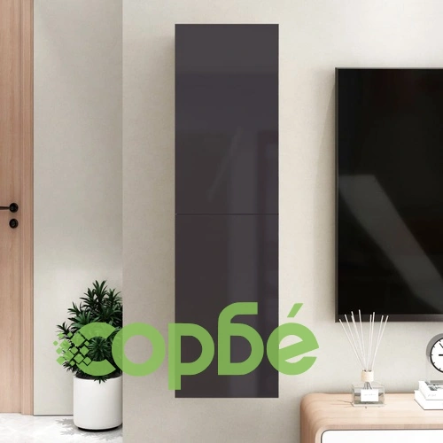 ТВ шкаф, сив гланц, 30,5x30x110 см, инженерно дърво ➤ топ цена ➤ sorbe.bg