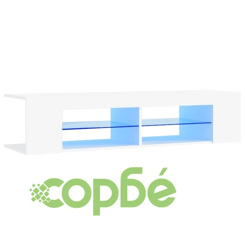 ТВ шкаф с LED осветление, бял, 135x39x30 см ➤ топ цена ➤ sorbe.bg