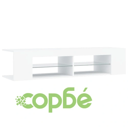 ТВ шкаф с LED осветление, бял, 135x39x30 см ➤ топ цена ➤ sorbe.bg
