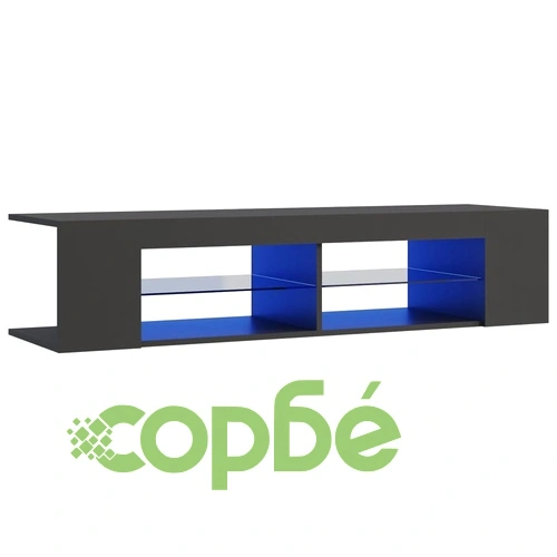 ТВ шкаф с LED осветление, сив, 135x39x30 см ➤ топ цена ➤ sorbe.bg