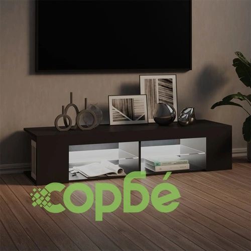 ТВ шкаф с LED осветление, сив, 135x39x30 см ➤ топ цена ➤ sorbe.bg